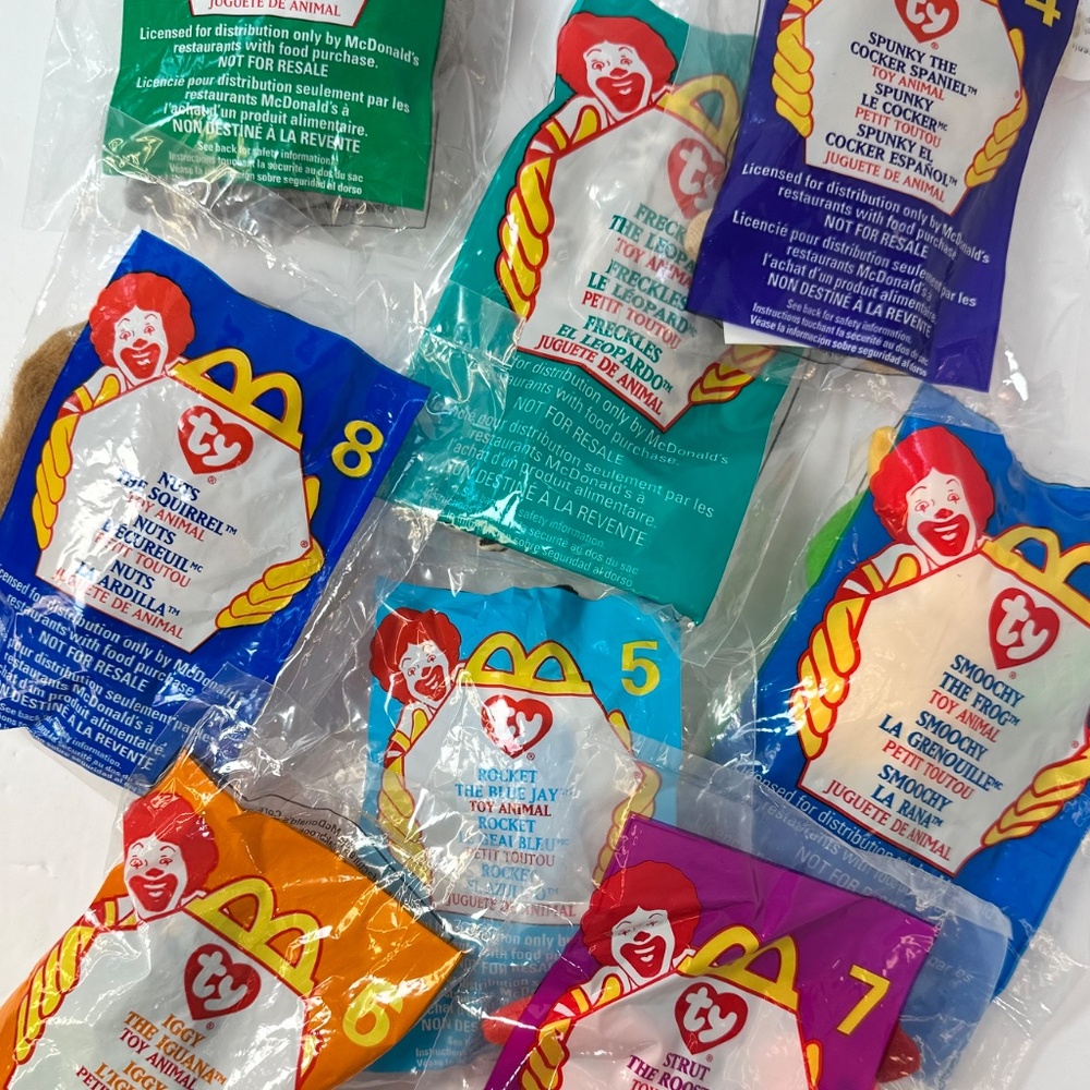 1999 McDonald’s Ty Teenie Beanie Babies Lot #1–8 Sealed NIP Vintage
